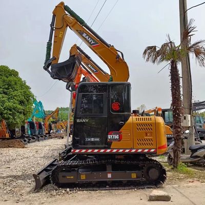 Erschwinglicher Sany SY75C Bagger mit 0,32 M3 Eimerkapazität und weniger Arbeitszeiten